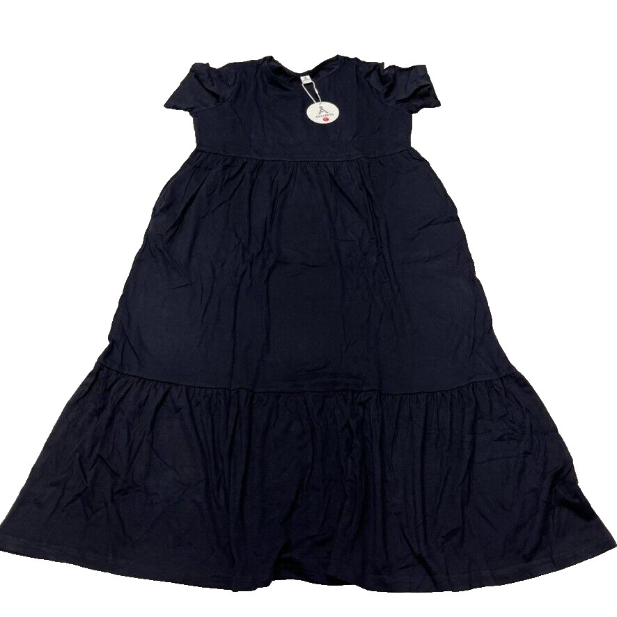 Anrabess Black Tiered Short Sleeve Summer Dress Women’s Size Large NEW