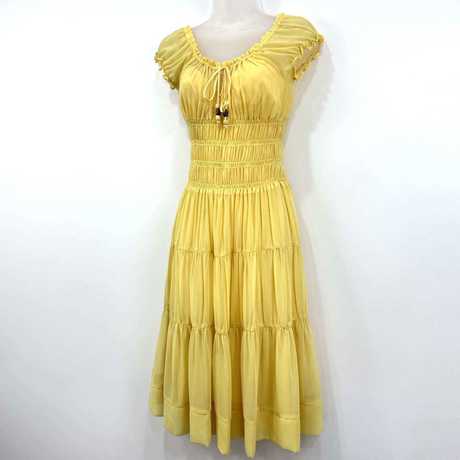 ABS Collection Dress 2 Yellow Milkmaid Coquette Babydoll Fairy Festival Gypsy