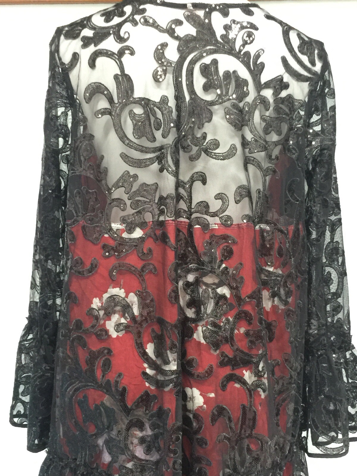 Free People Falling Flowers Frock Mini Dress Red Black Sequins