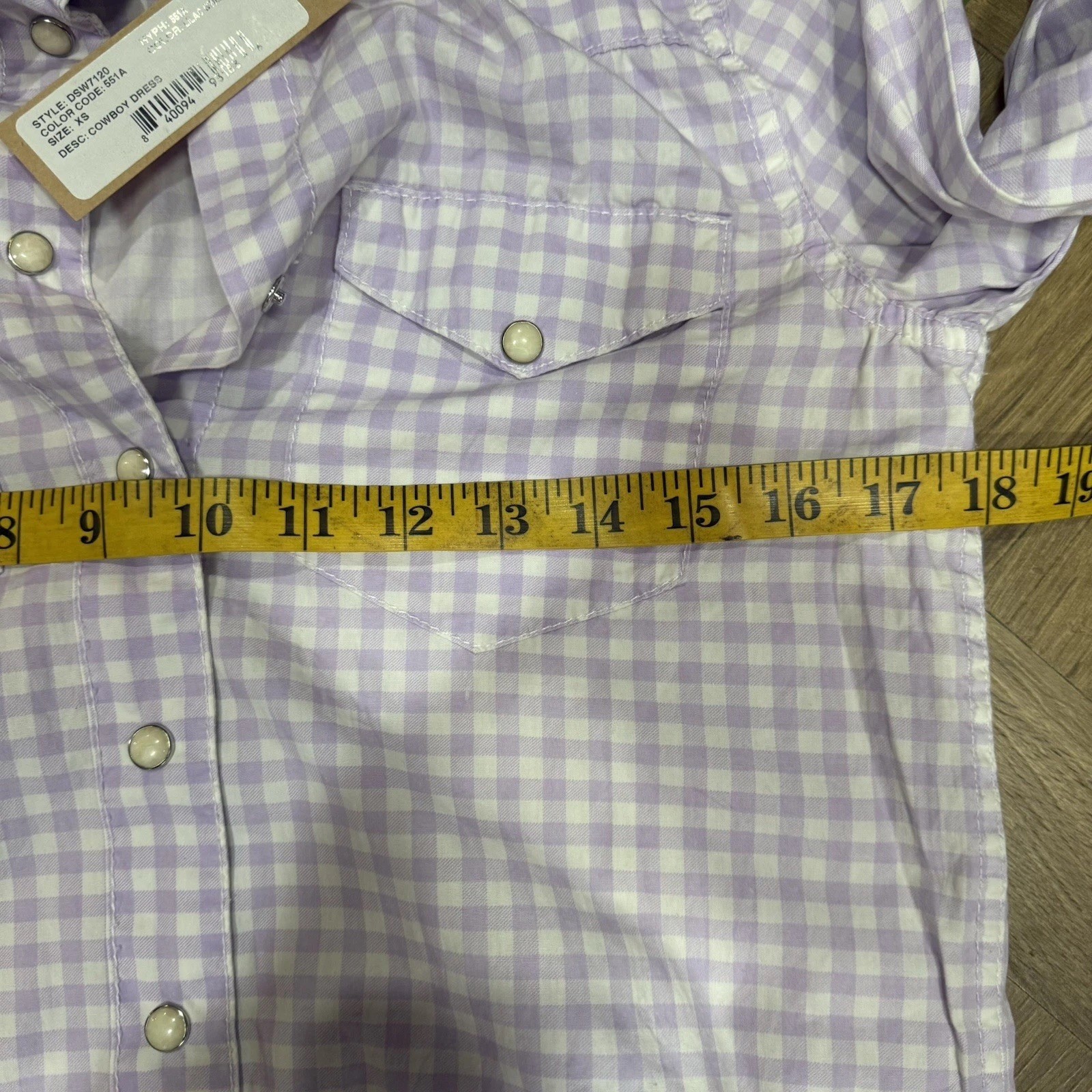 NWT Denimist Cowboy Maxi Dress Gingham Lilac Womens Size XS Western Pearl Snap