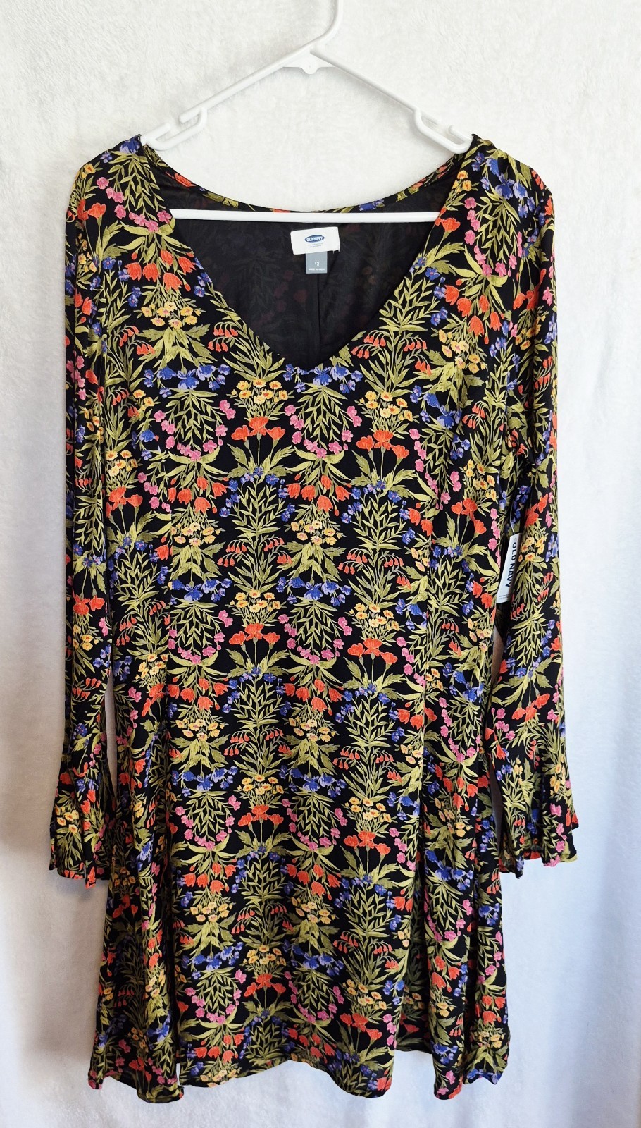 NWT Old Navy Womens Size 12 Floral Romantic Knee Length Dress Lined Boho