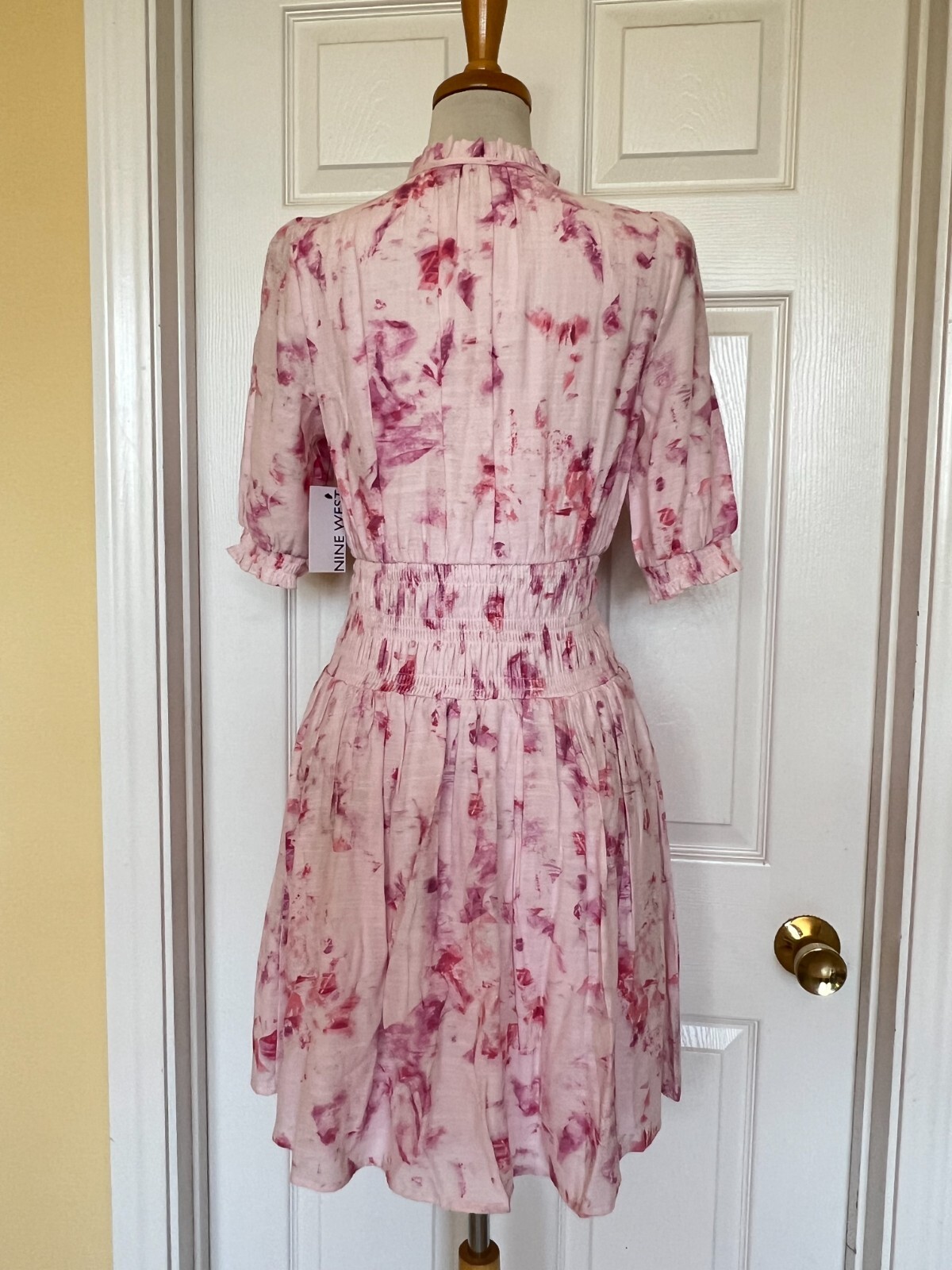 NINE WEST blouson mini dress size M pink