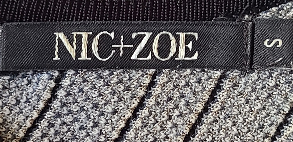 NIC+ZOE Blue Gray Black Stripe Geometric Ribbed Knit Sleeveless Dress Small