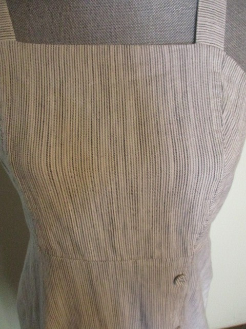 Tahari FAB! Linen Blend Strappy Button Closure Stretch Striped Midi Dress Sz 4