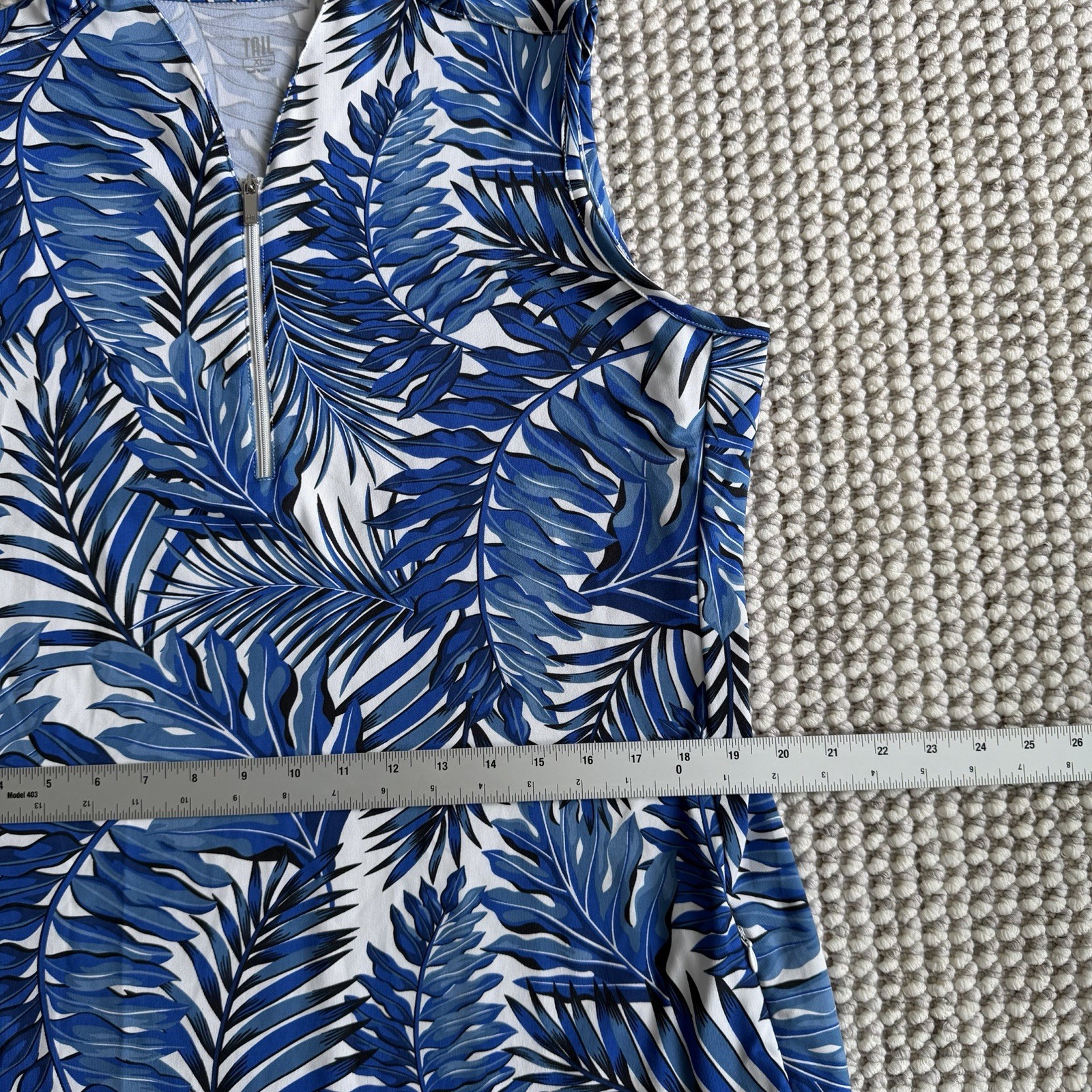 Tail Activewear Blue & White Tropical Floral Sleeveless Golf Dress Women’s XL