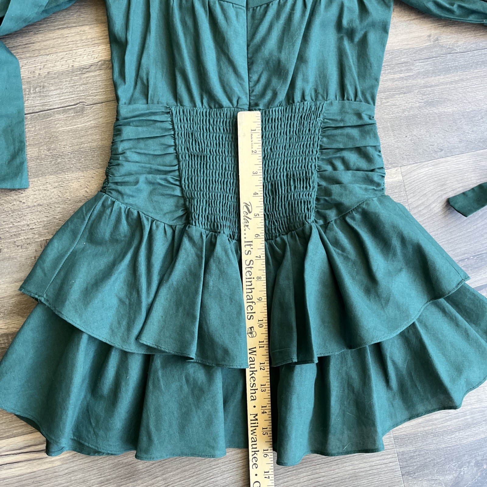 All About May Tiered Mini Dress Cotton Linen Blend Balloon Sleeves Back Tie Sz 2