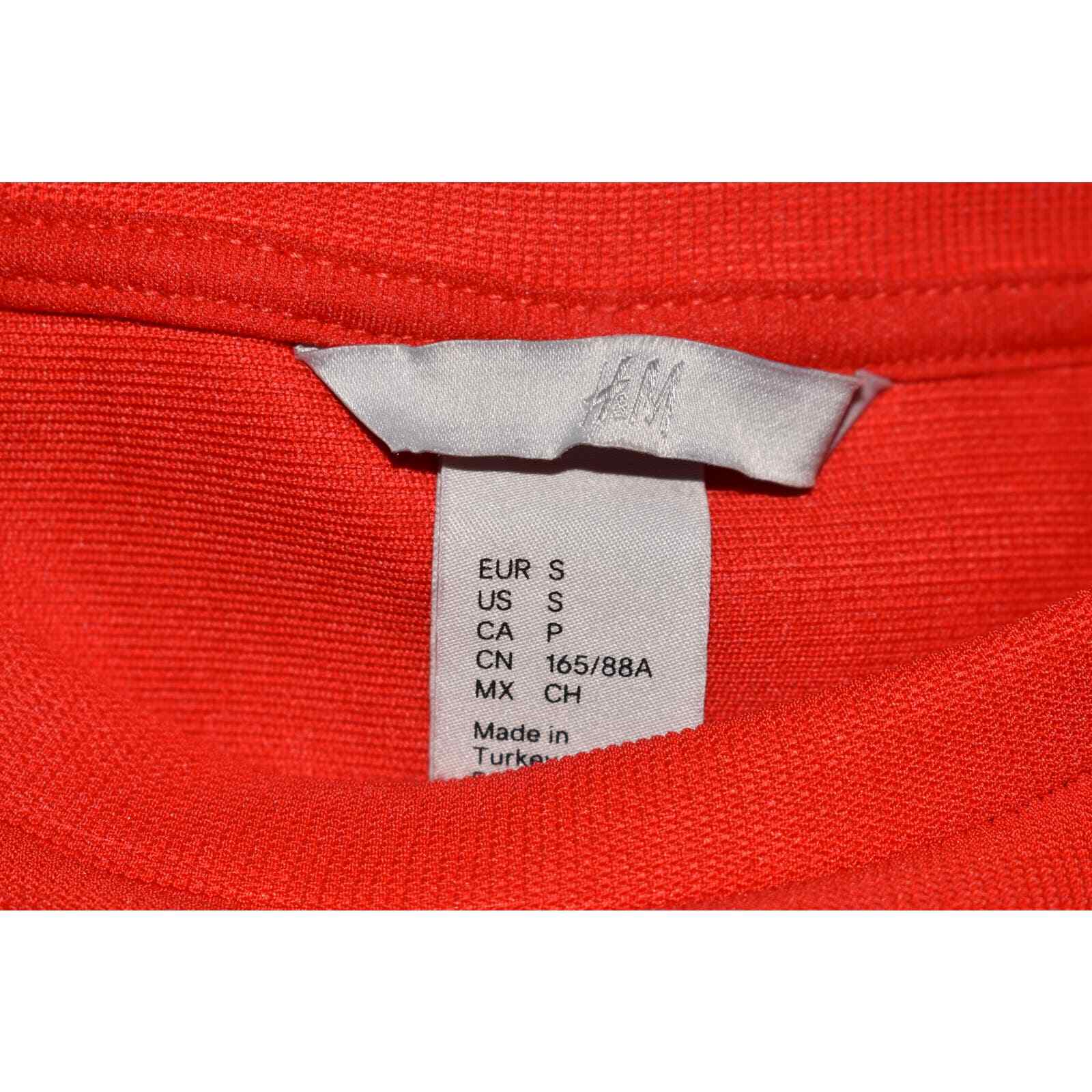 H&M NEW $35 Ribbed Jersey Knit Short Sleeve Midi Fit & Flare Dress Red Small