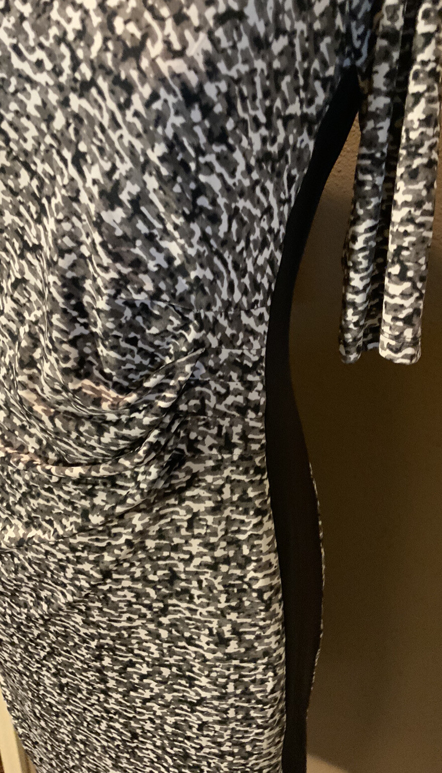 Larry Levine S Black Gray White Office Core Lux Dress W Elbow Length Sleeves