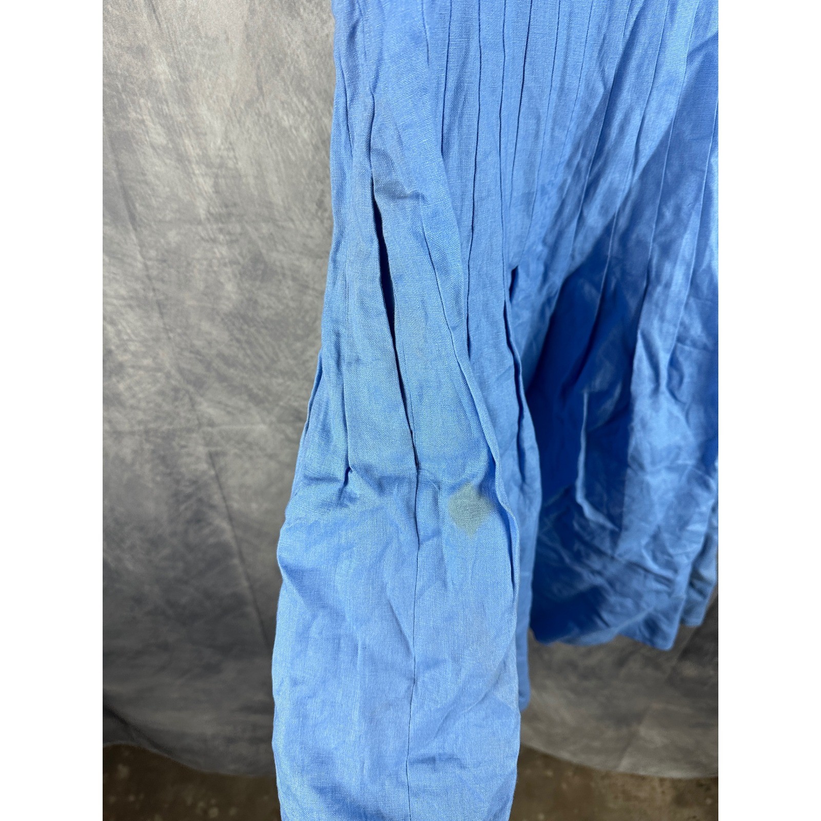 Lauren Ralph Lauren Blue Linen Pintuck Pleated Fit Flare Dress NWT Size 2