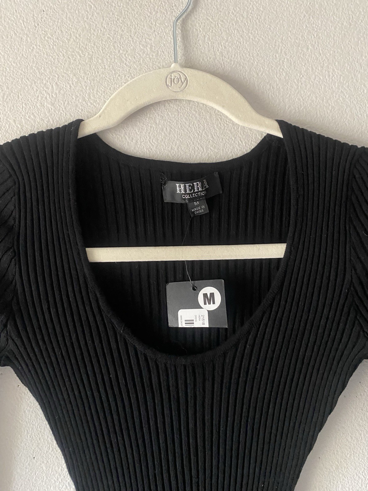 Hera Collection Black Mini Ribbed Dress Lace Up Sleeve Sz XS(M) Knit