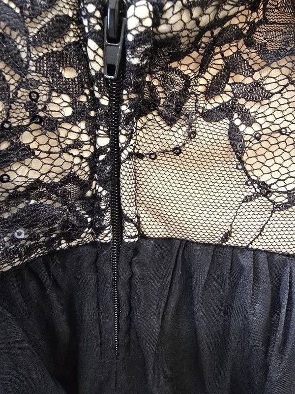 B. Darlin Plus Size Lace Bubble-Hem Dress 24W Black Straight Neck Back Zip
