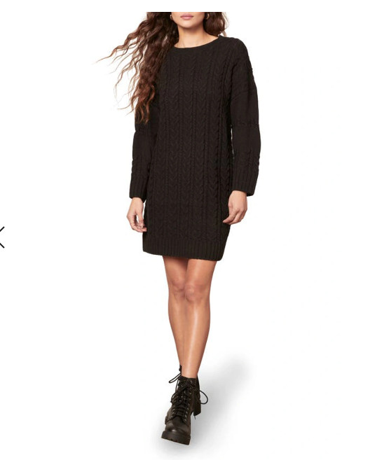 BB DAKOTA Miss Mood Long Sleeve Sweater Dress Womens Small Acrylic Wool Black
