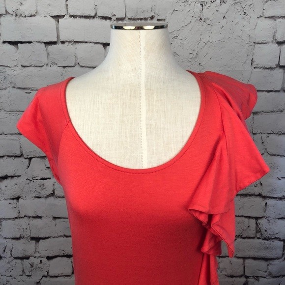 Ella Moss Monaco Ruffle Hook and Eye Mini Dress Orange Red