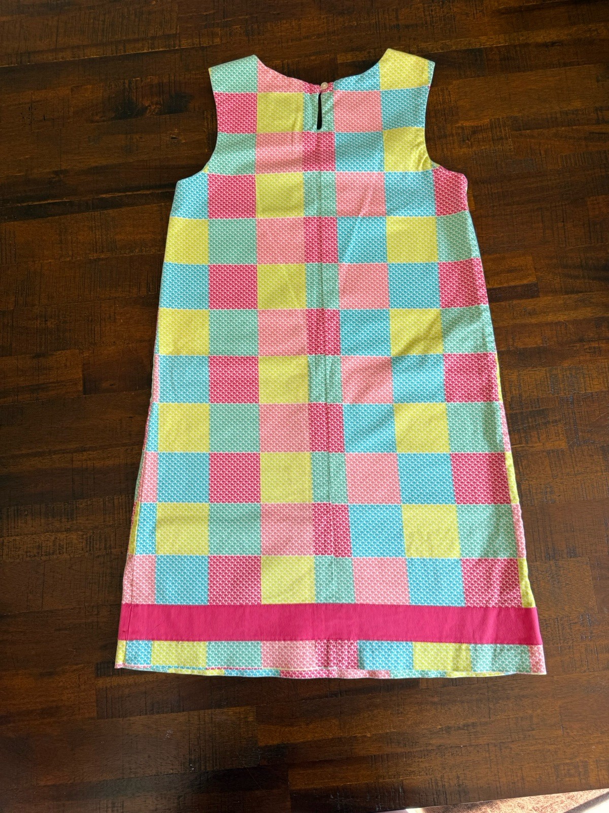 Vineyard Vines Shift Dress Sleeveless V-Neck Check Pink/Blue/Yellow/Green 10