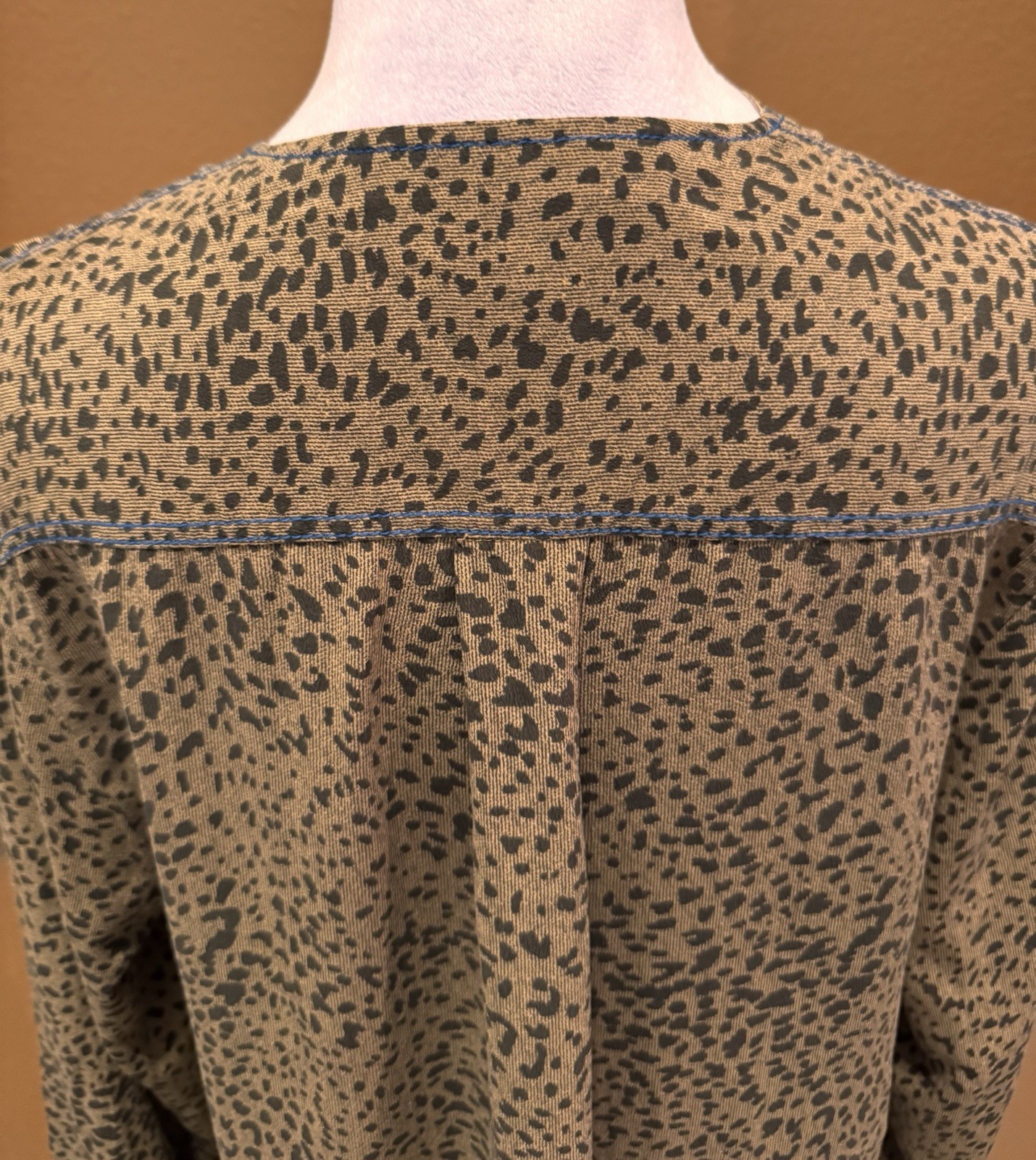 Rag & Bone Shields Slip Mini Dress Tan Drape 100% SILK Animal Print Size L