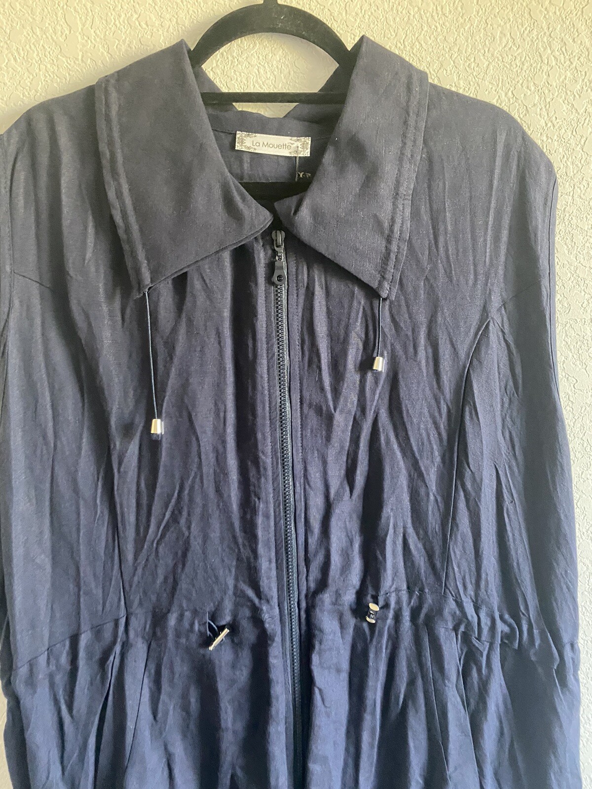 Pretty Plus Sz 2X/3X La Mouette Womens Navy Casual Dress – linen Viscose