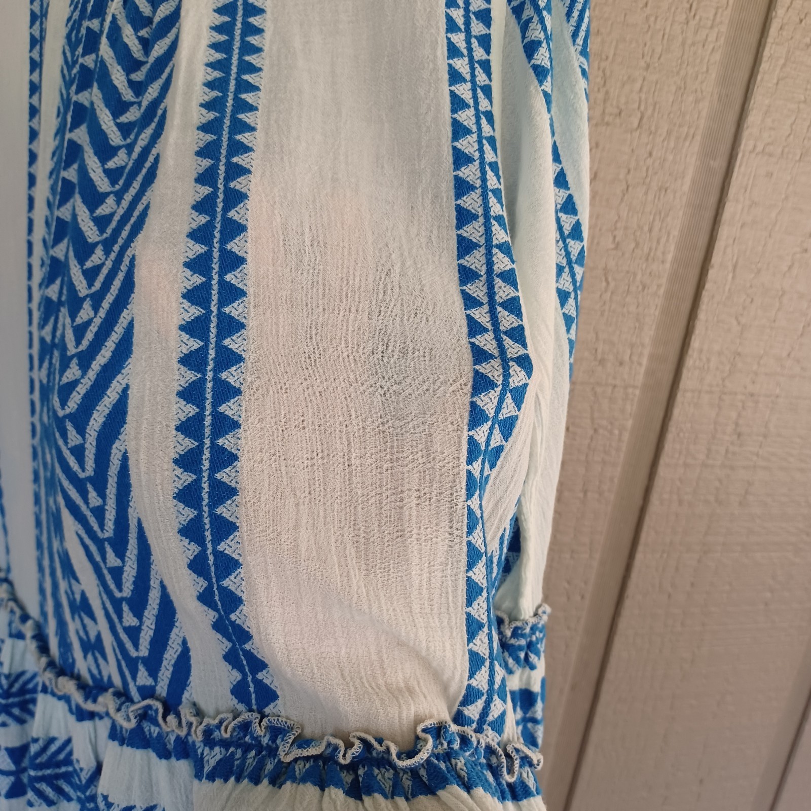 Devotion Twins Embroidered Ella Tunic Dress Size XS Women Boho Cotton Bell Sleev