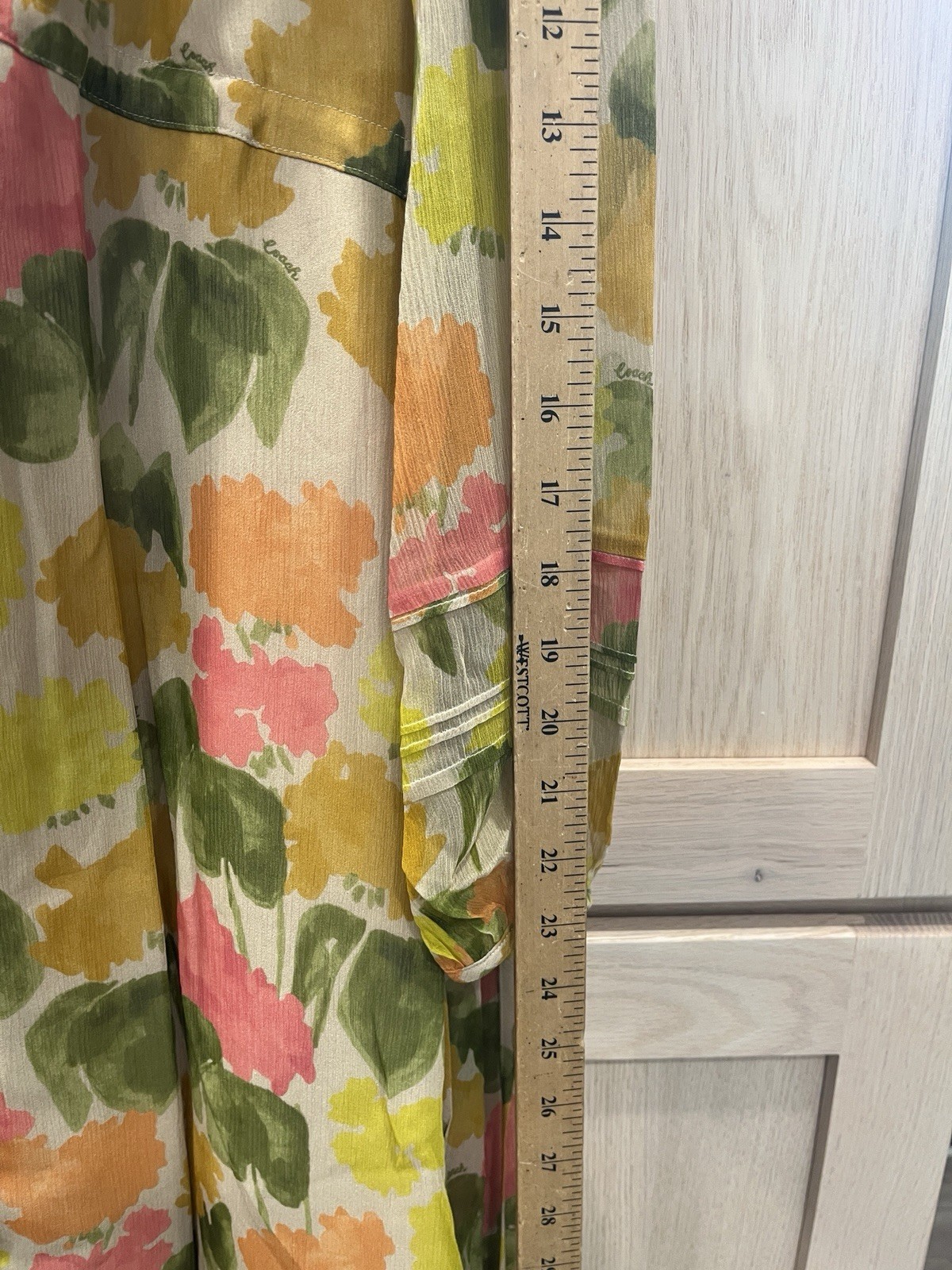 Coach Floral Button Down Front Silk Sheer Long Sleeve Fitted Dress Size 0