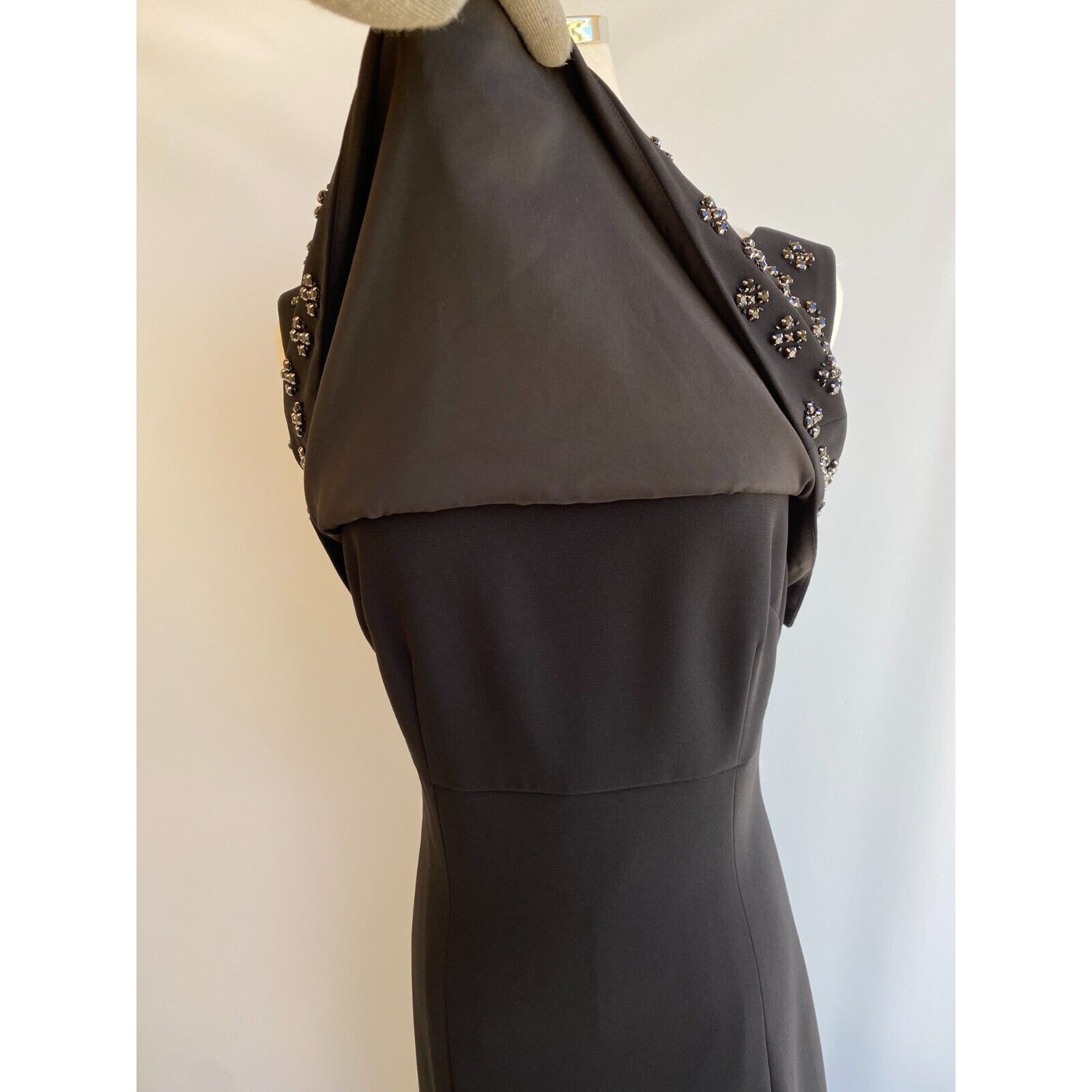 LAUNDRY by SHELLI SEGAL PLATINUM Studded Stretch Poly Long Formal Dress 6 NWT