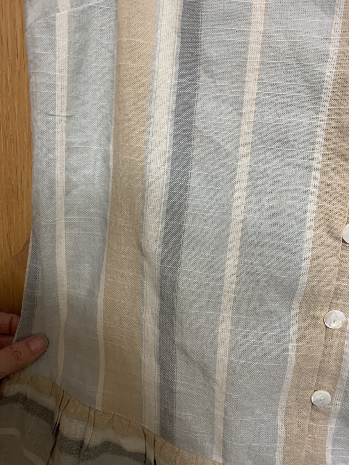 Striped Tie Strap Sundress Button Front Ruffle Hem Knee Length Medium