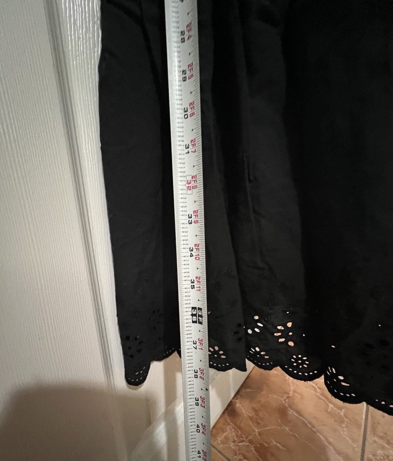 Nordstrom BP 100% Cotton Black Maxi Sundress w Eyelet Hem and Ruffled Straps. S