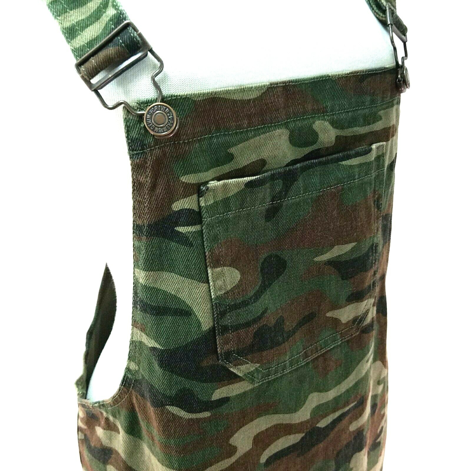FOREVER 21 Woven Overall Dress Camo Green Brown Multicolor Women’s M NEW