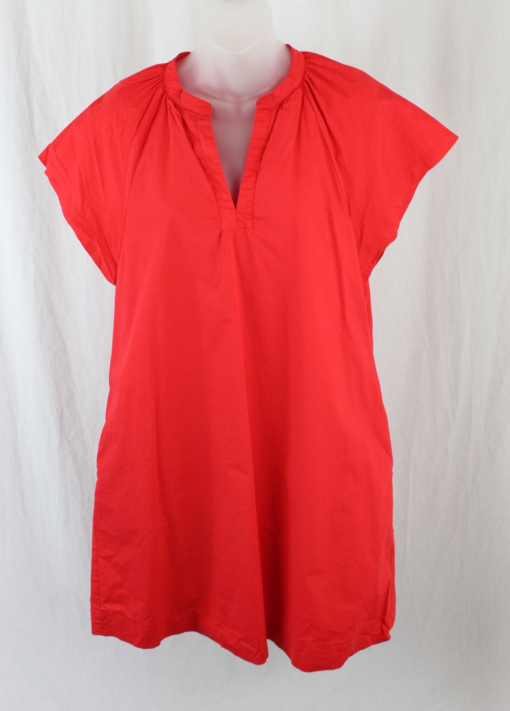 Pinch Women’s Red 100% Cotton V Neck Short Sleeve Mini Dress Size Medium