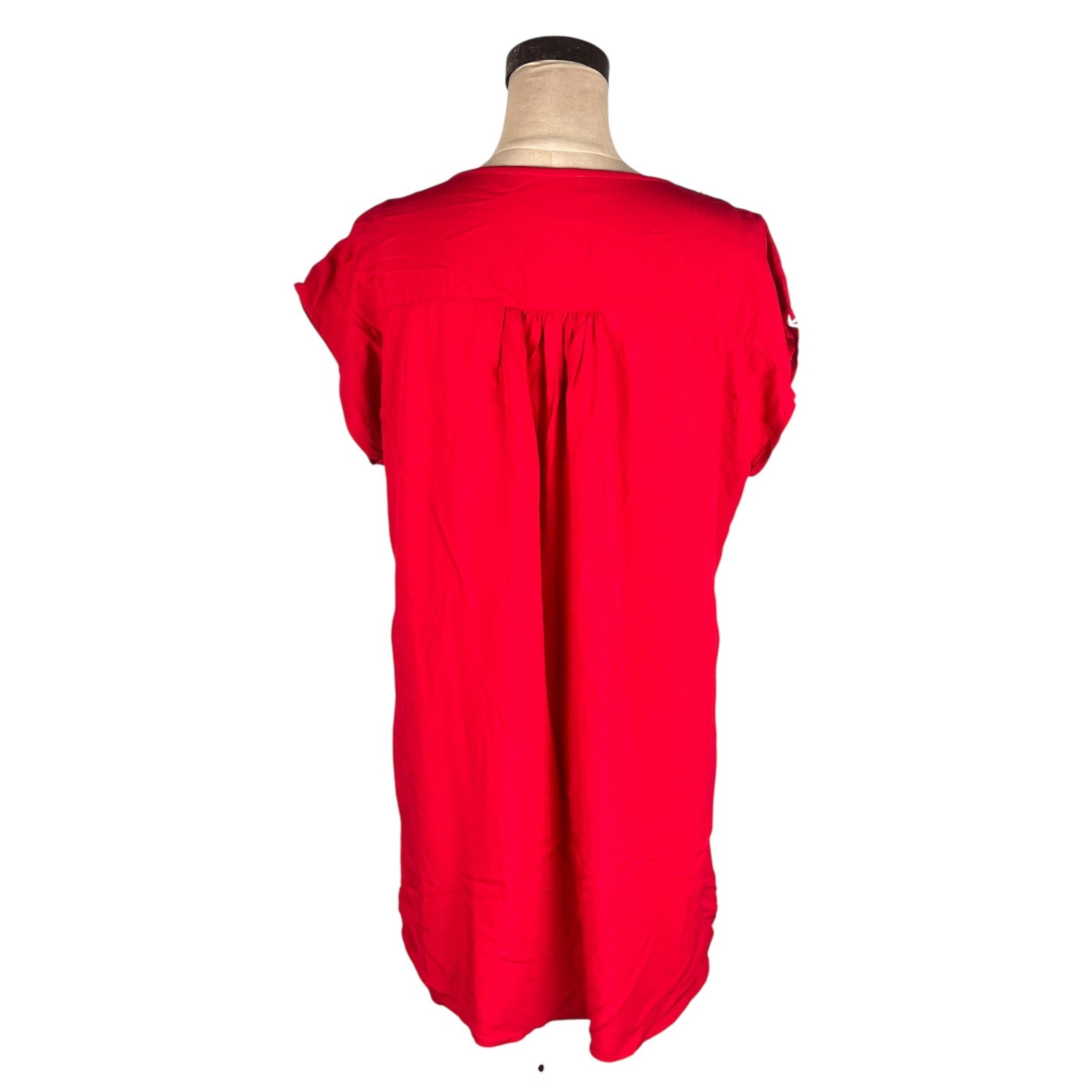 Savanna Jane Red Embroidered Boho Shift Dress Women Large Geometric Cap Sleeve