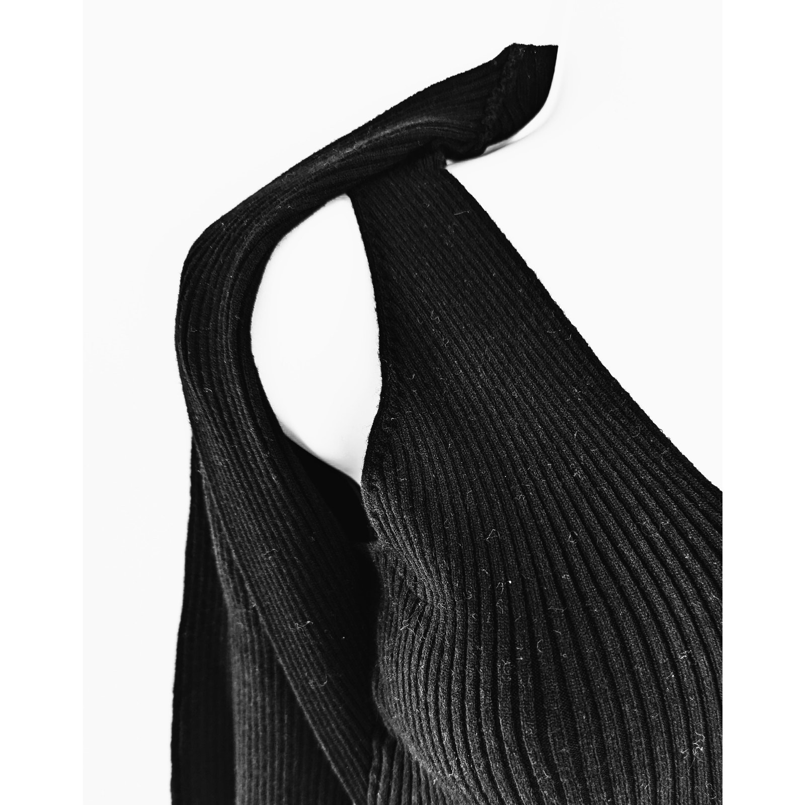 Stitches & Stripes Black Ribbed Cold Shoulder Sweater Dress