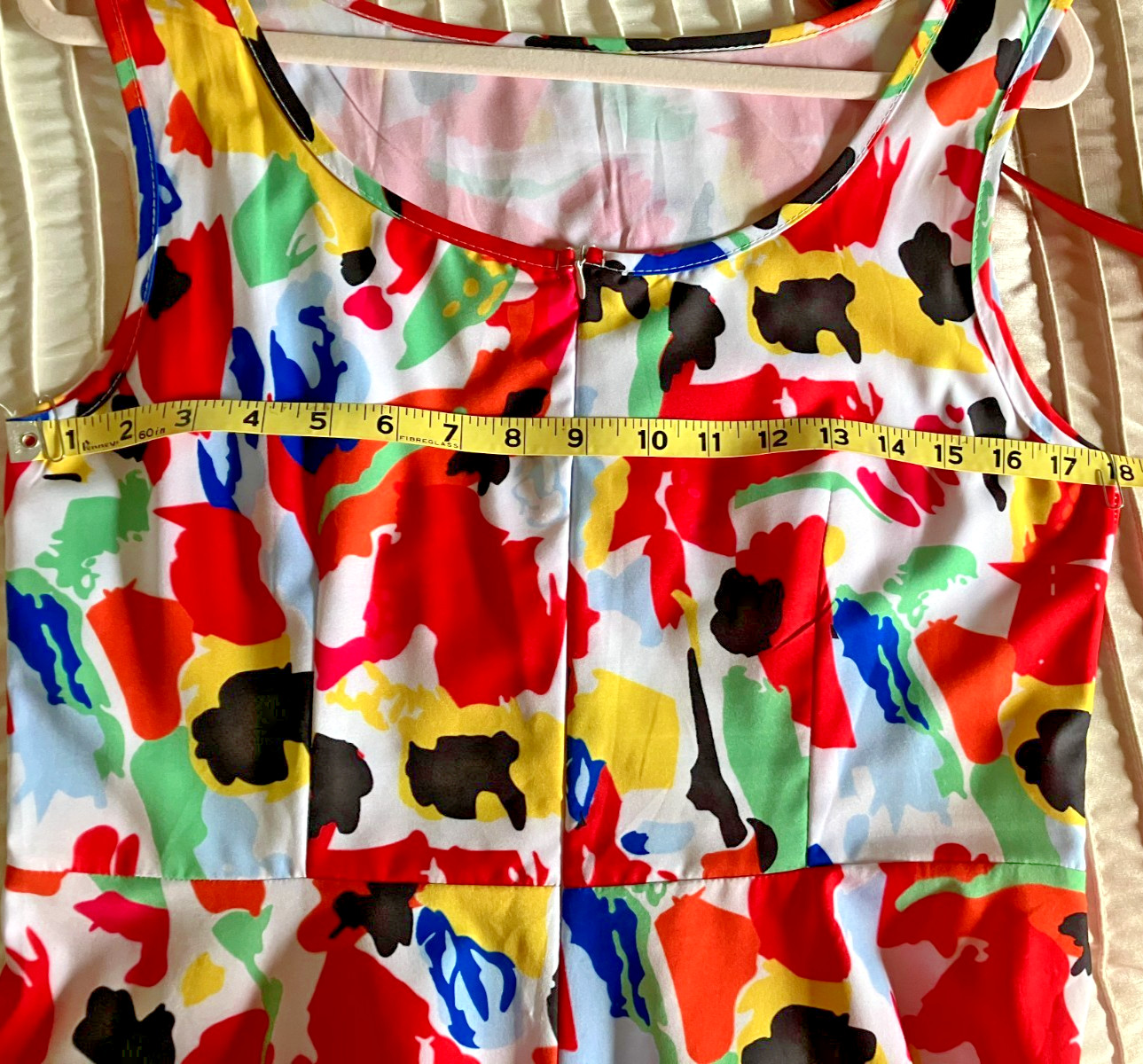 Multi Colored Fit and Flare Sleevless Dress with Swing Skirt and Belt