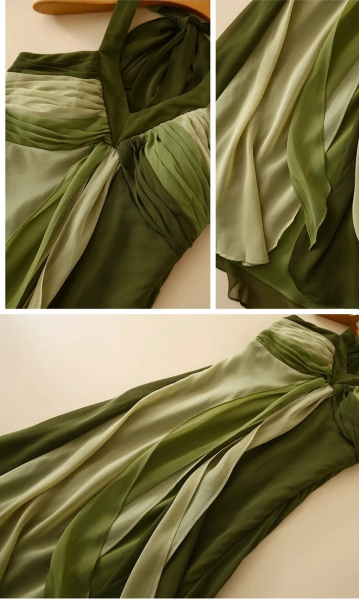 SANGRIA Halter Neck Layered Chiffon Midi Dress – Multiple Sizes