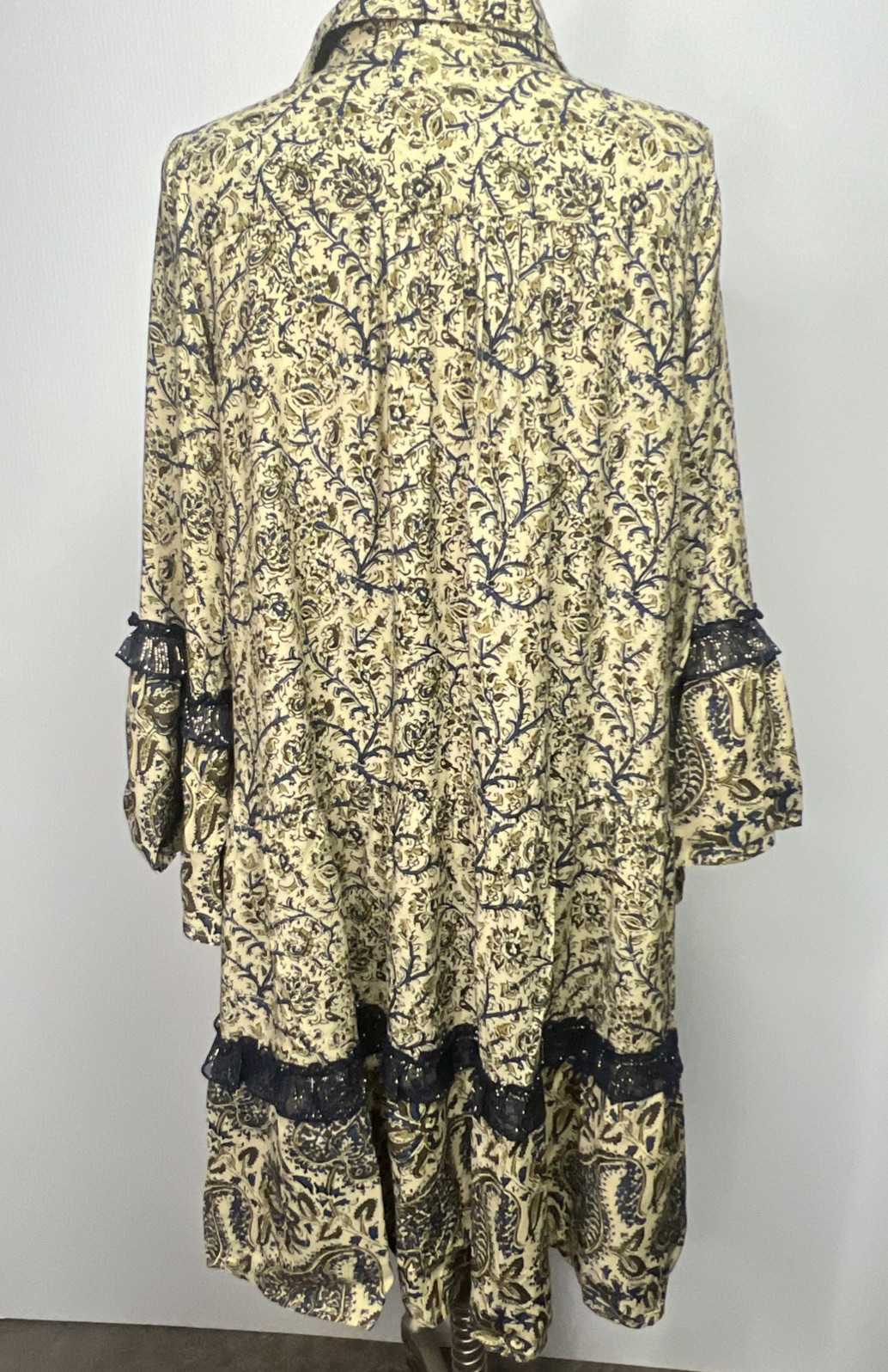 Miss June Paris Luxe Boho Paisley Embellished Bell Sleeve Tunic Dress L