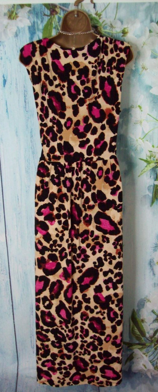 New Next Love & Roses Leopard Print Maxi Dress Size 18 Jersey Twist Holiday