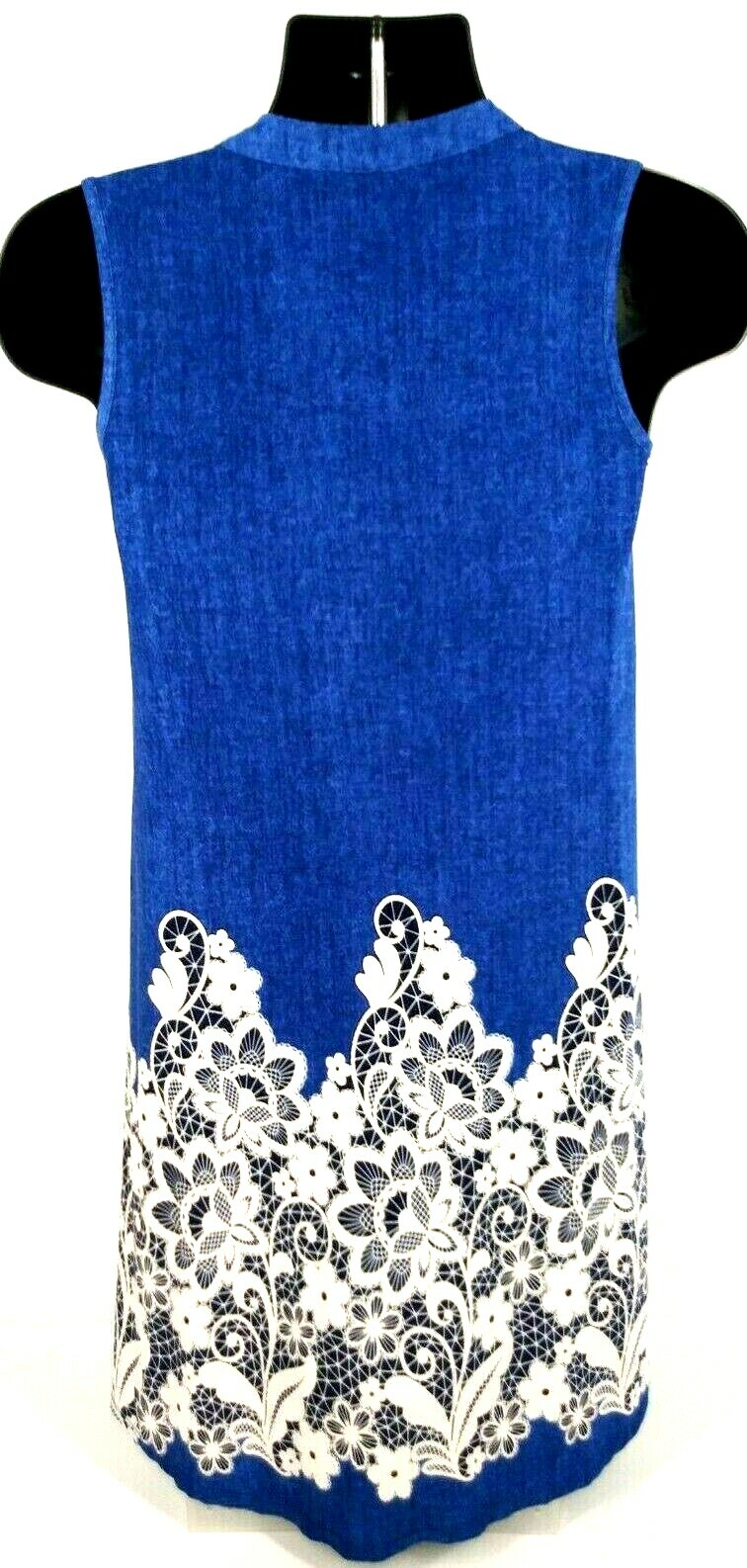 SJS Womens Shift Dress SIZE S Sleeveless Floral Blue Polyester Spandex