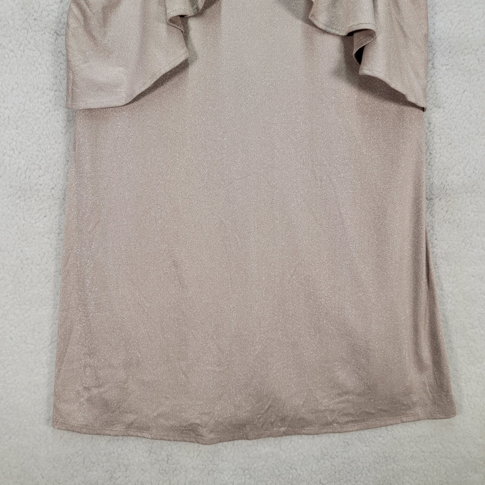 One Love Clothing Womens Dress Size S Beige Glitter Stretch Flowy Ruffled A Line