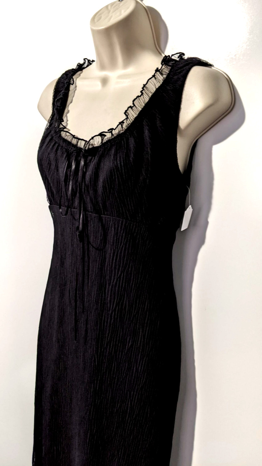 CONNECTED APPAREL Women’s Sheer Black Dress Sz 4 100% Polyester Solid Liner EUC