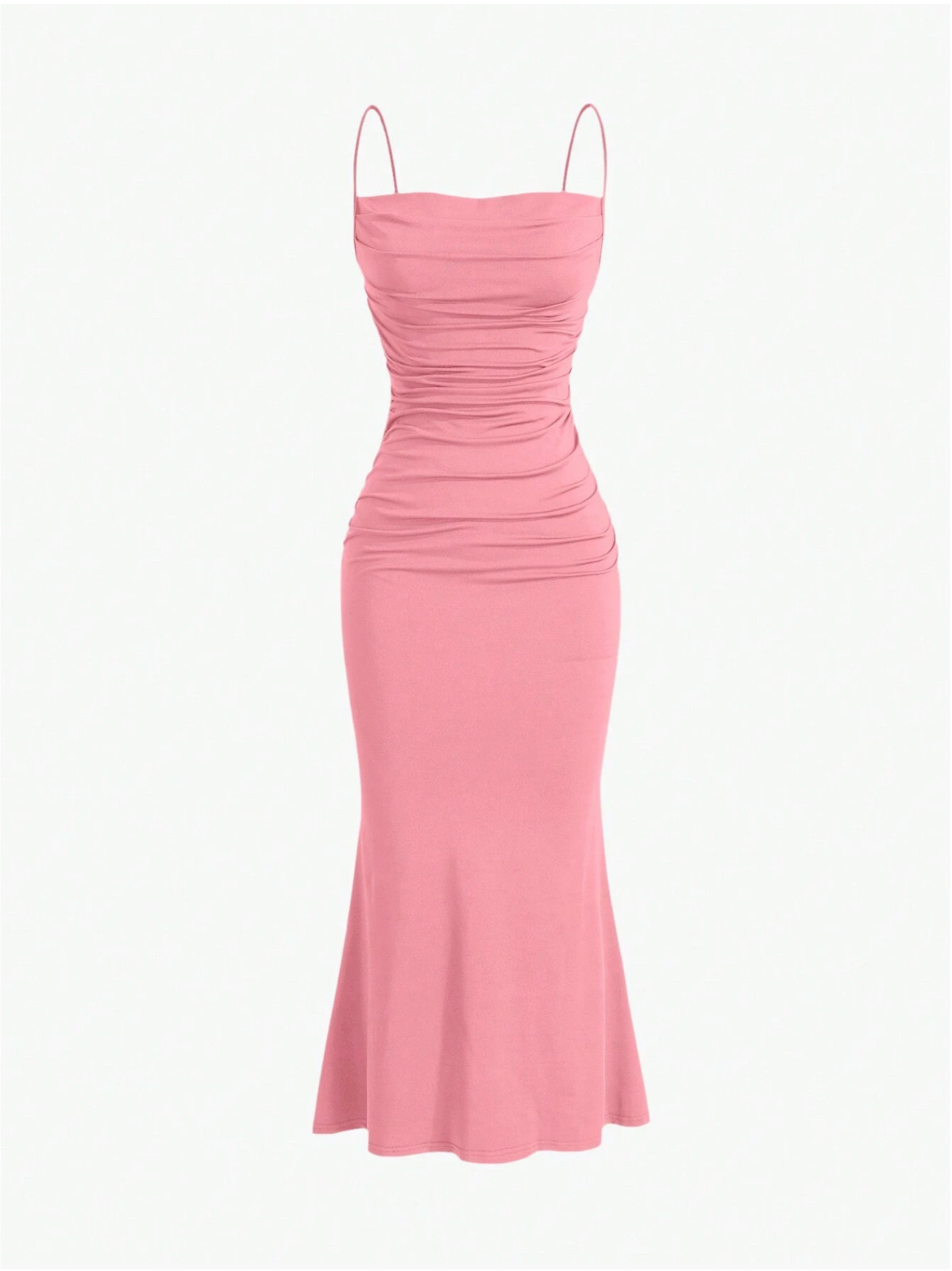 Pink MOD Solid Ruched Mermaid Hem Cami Dress Sz XS S M L