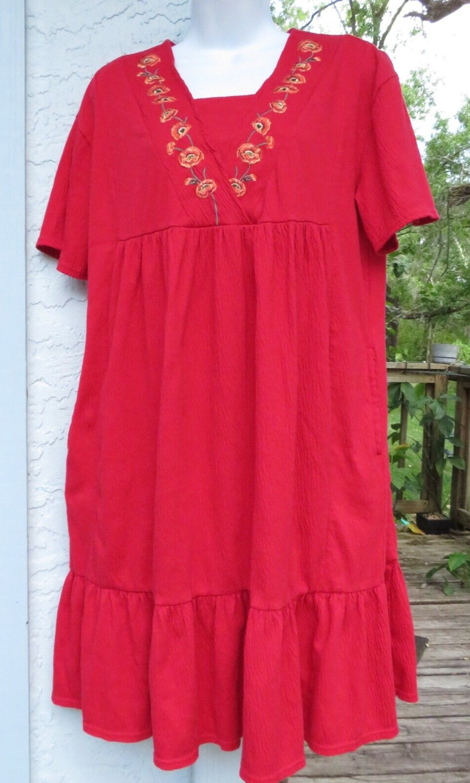 National Since 1952 Womans Lounge shift embroidered pockets Small loose fit VTG