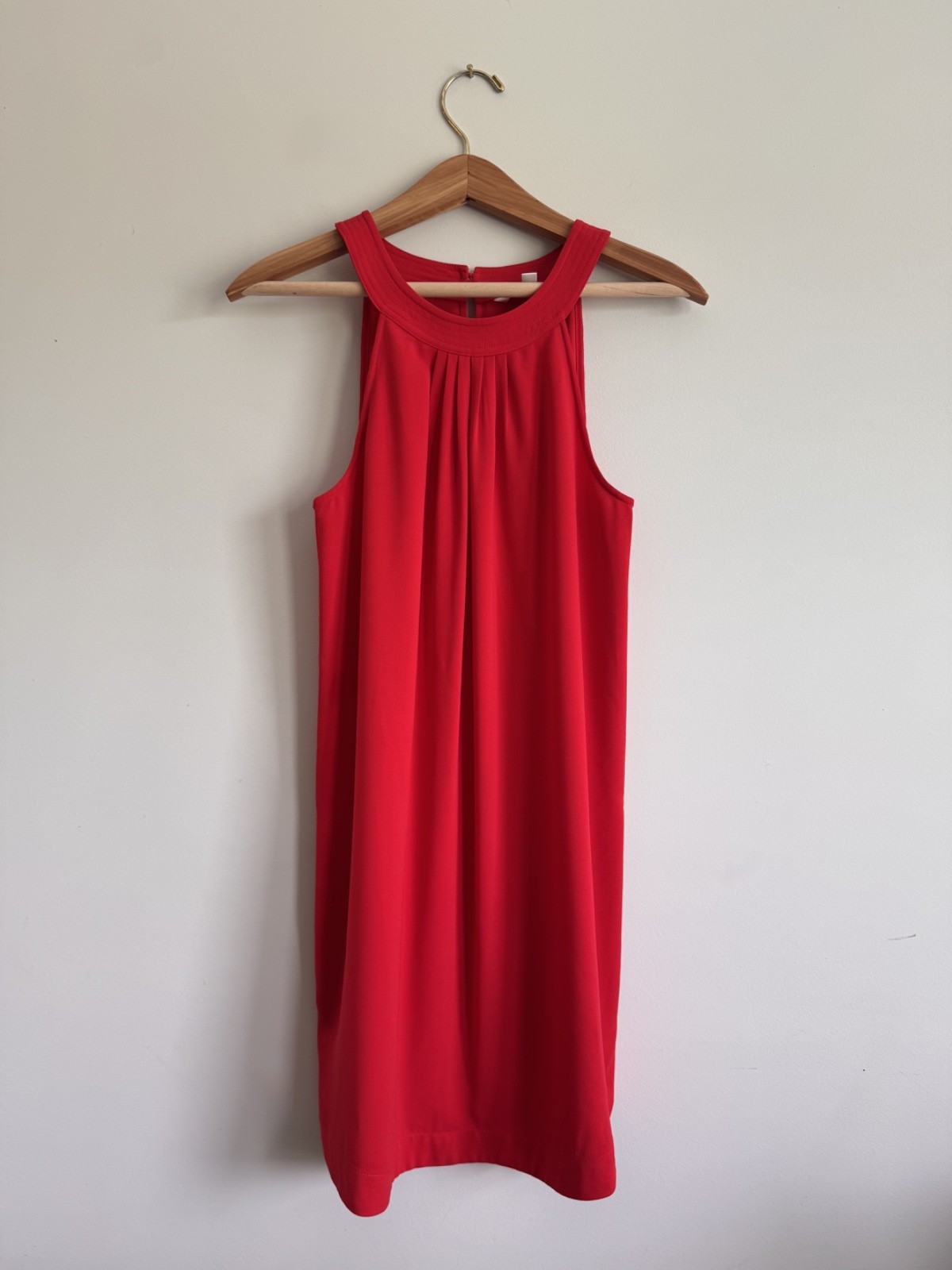 Southern Tide Women’s Red Sleeveless Shift Dress Size Small Halter Neck Pleated