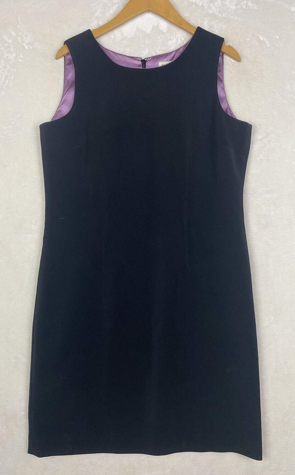 VTG 90s Amanda Smith Dress Womens 14 Sheath Black Lined Minimalist Career Office