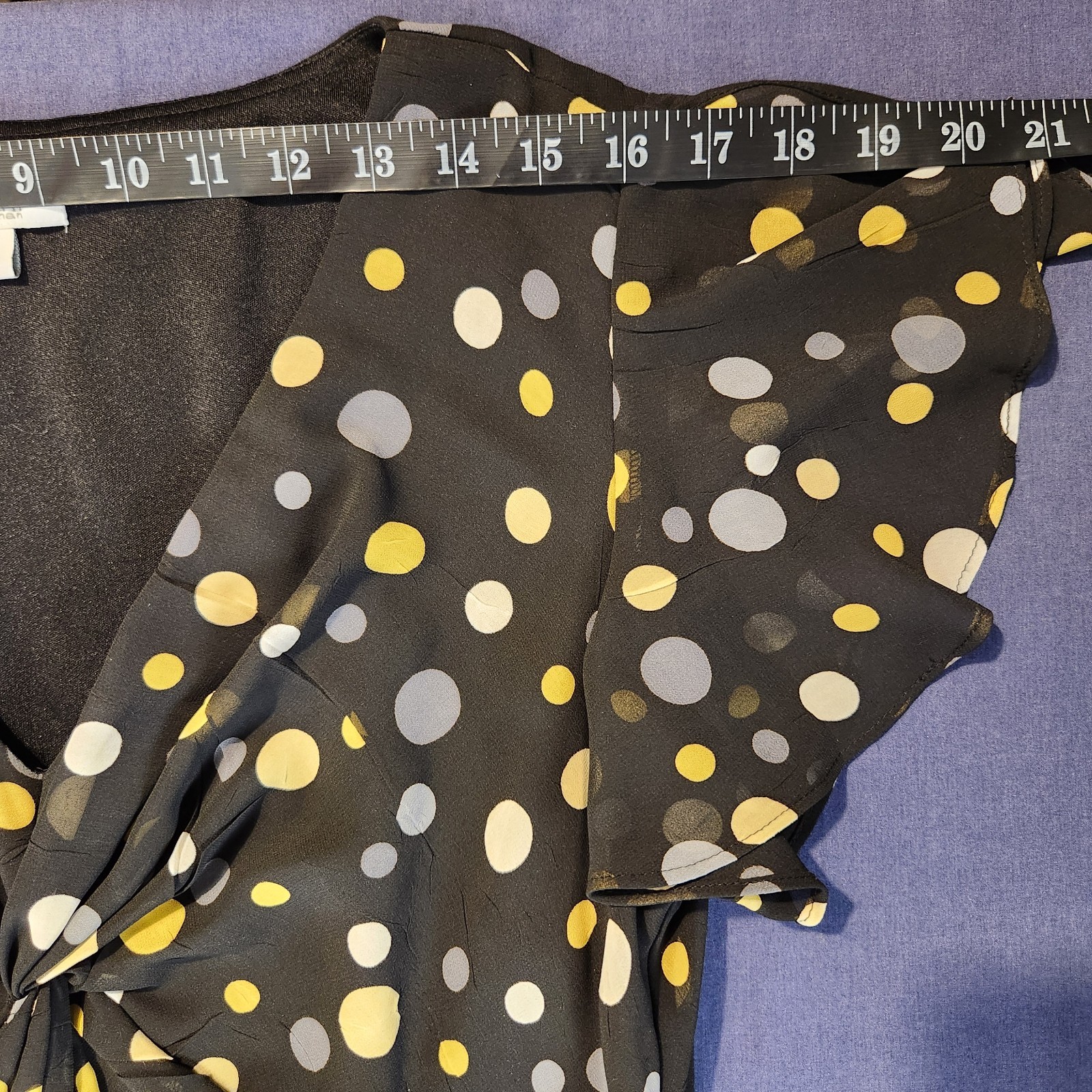 Dressbarn Polka Dot Classic/Retro-Inspired/2000s Flutter Sleeve Midi Dress 14W