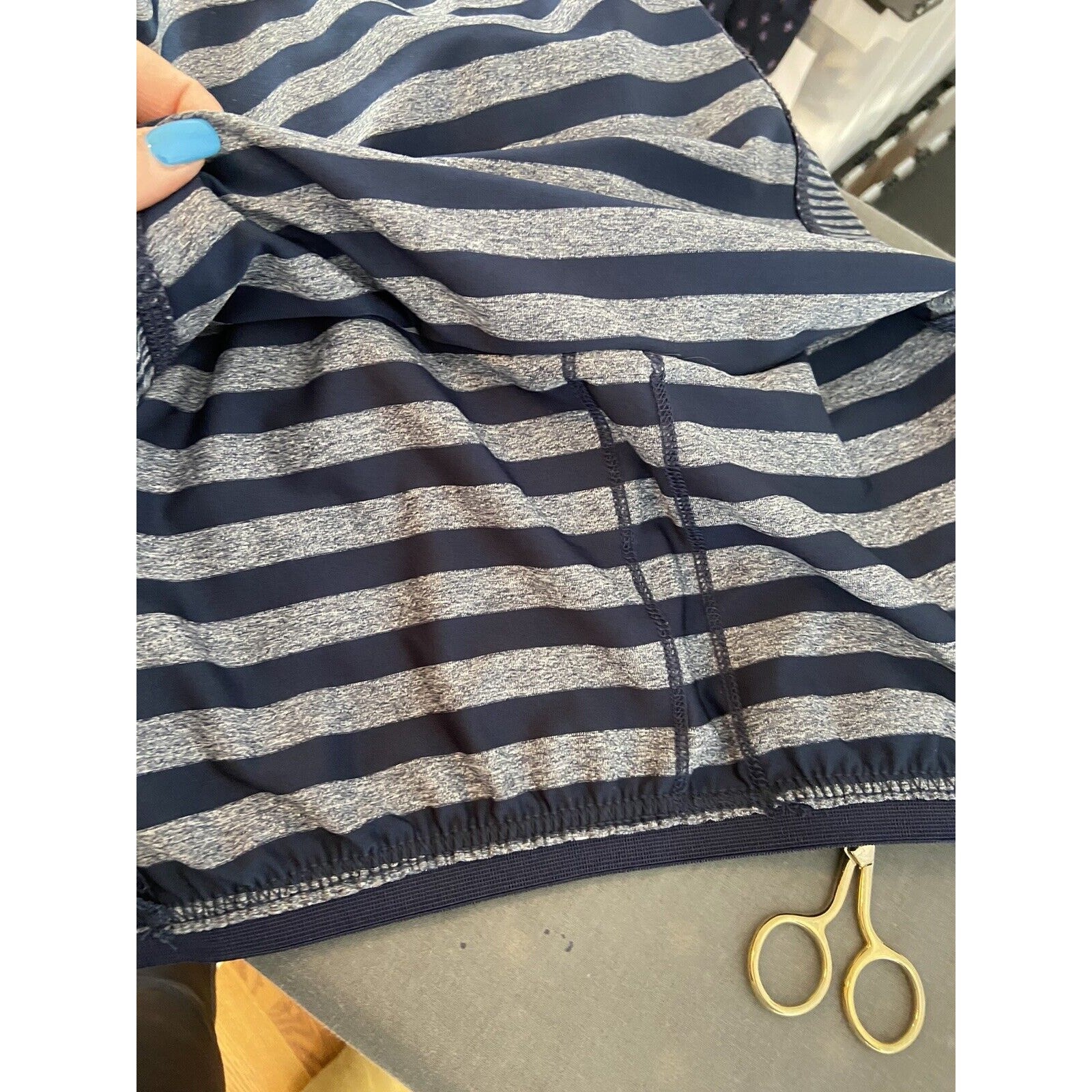 Lola by AFG Striped Racerback Athletic Dress Bodycon Women’s Medium Ruched Sides