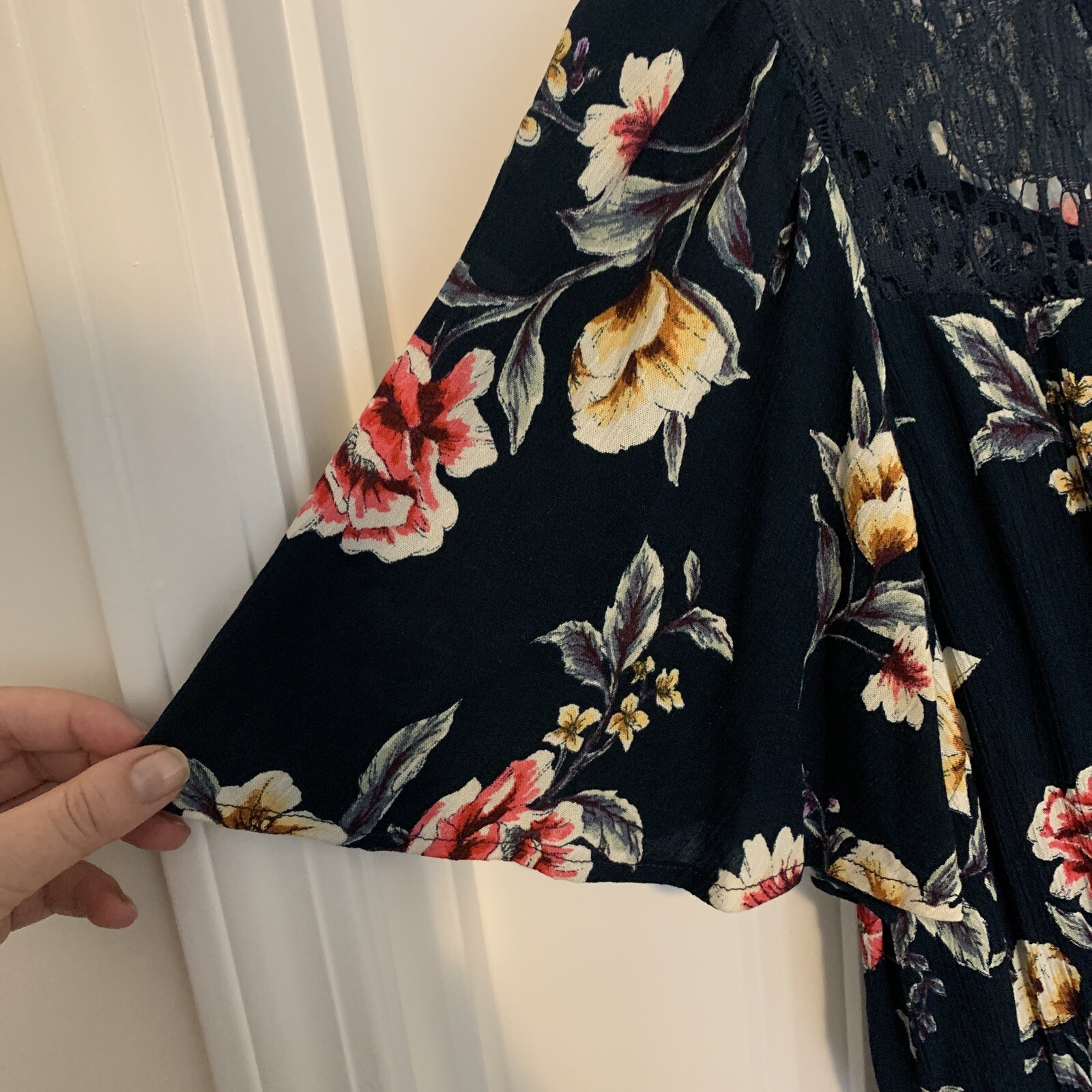 XHILARATION Size Large- Full Length Romper Jumpsuit- JUMPER Pants- Floral