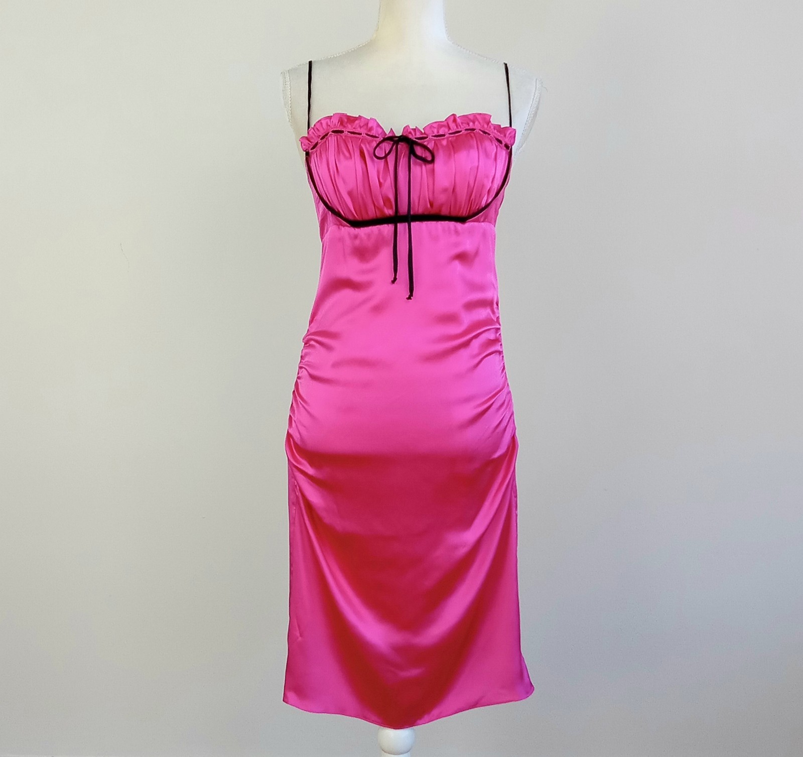 size 8 NWT Vintage BETSEY JOHNSON Pink SILK Pin-Up Retro-Style Dress Y2K USA