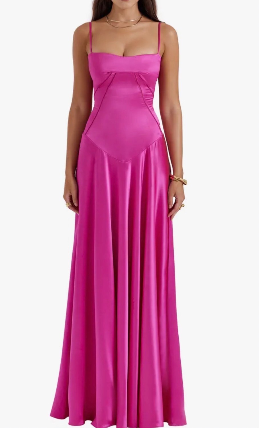 House of CB Anabella Pink Lace Up Satin Maxi Dress Size 4 Cup size A-C Prom