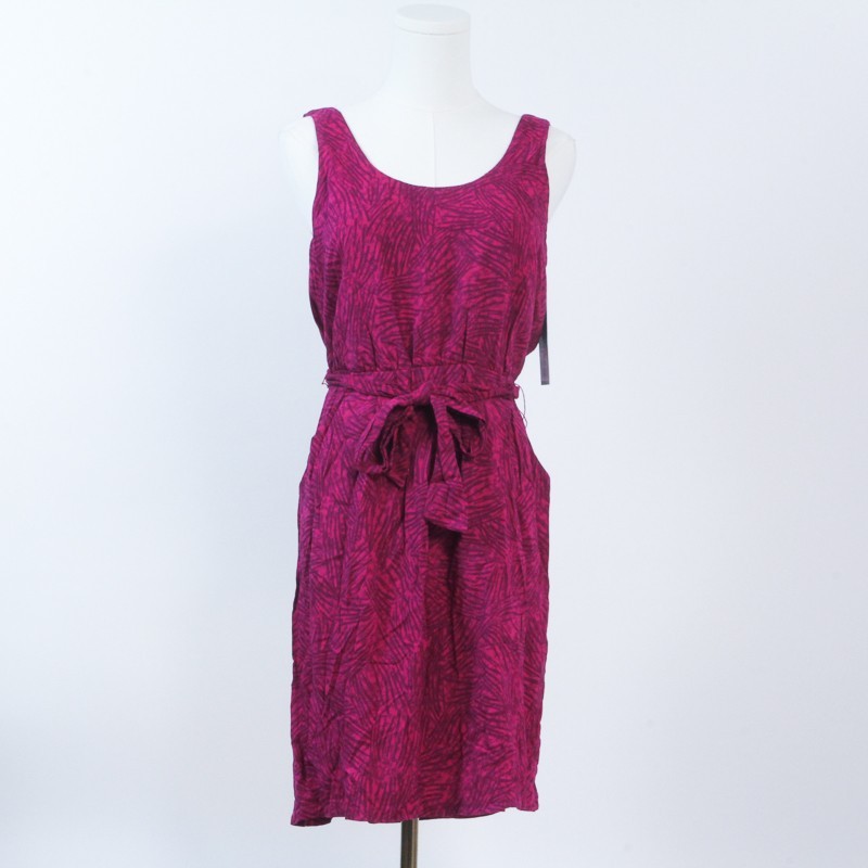 Mossimo Abstract Floral Sleeveless Pocket Dress XS NWT Pink Purple Boho Sun Midi
