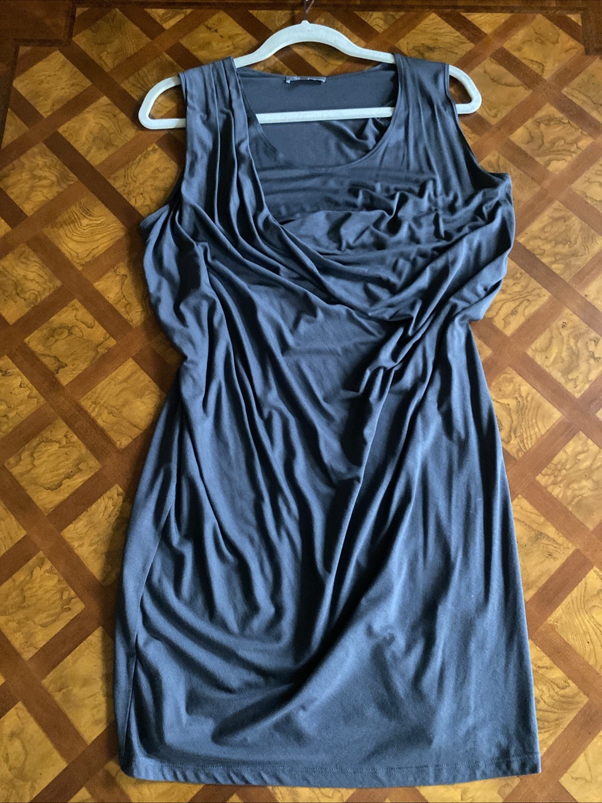 Vince Draped Dress Knit Stretch Y2K Vintage Asymmetric Size L Cowl Neck Comfort