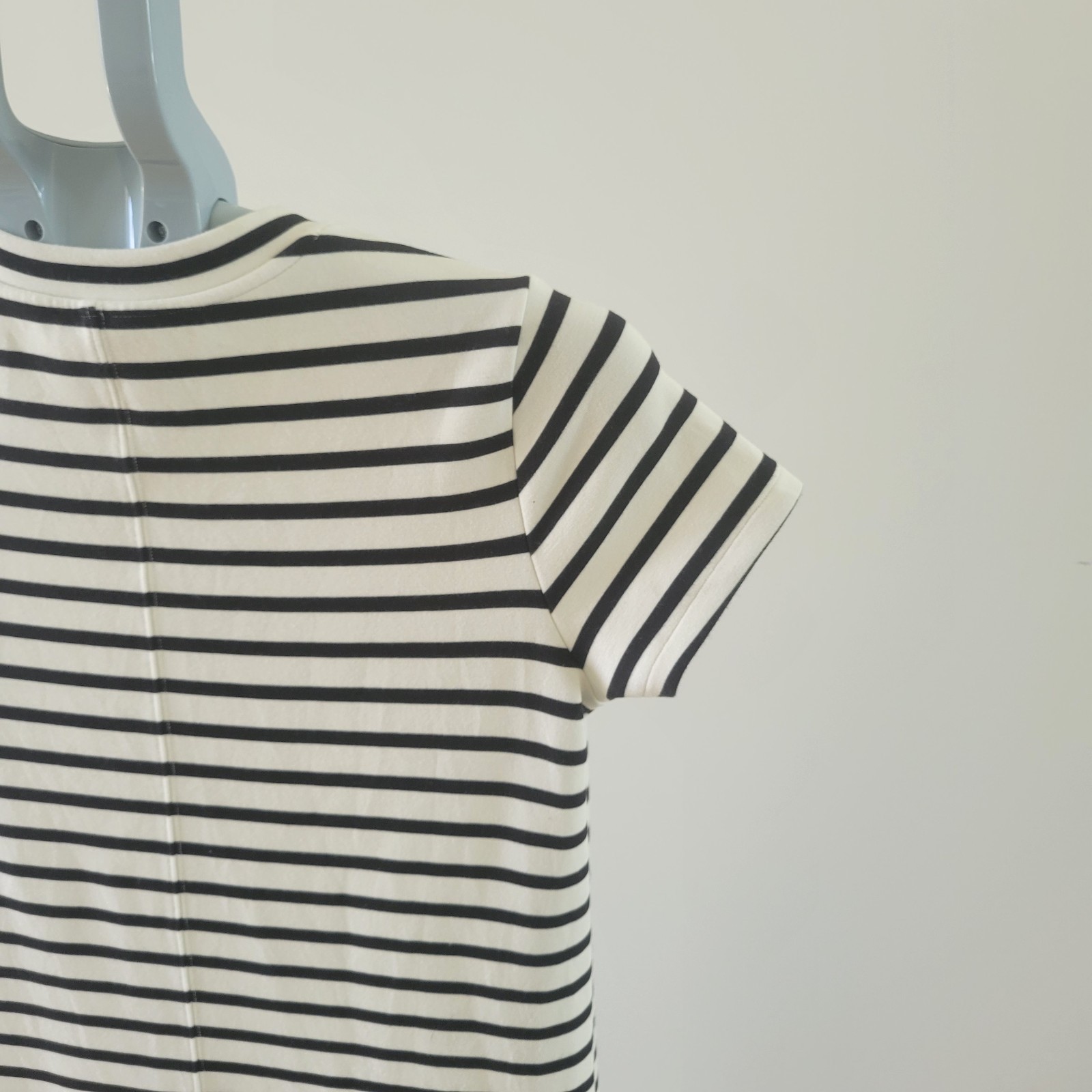 SPANX AirEssentials Striped Maxi T-Shirt Dress –Small – Black & Cream Side Split