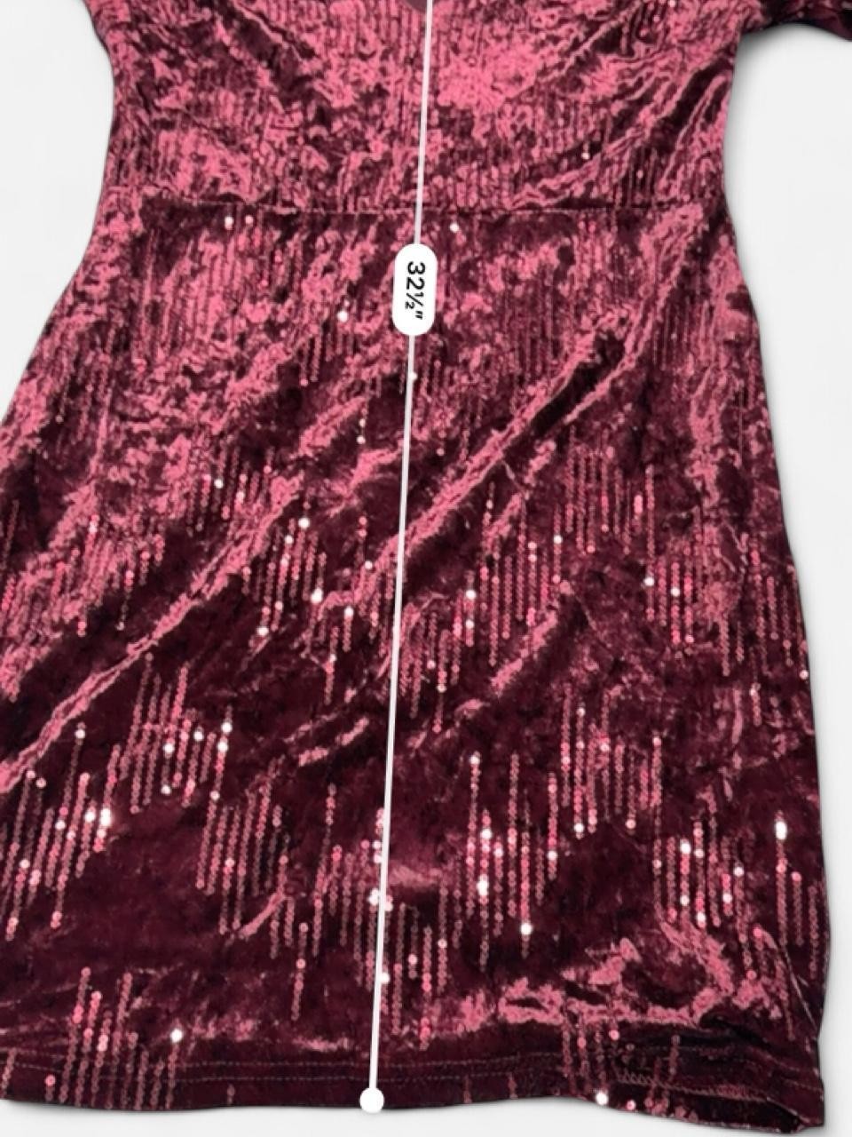 Charlotte Russe Burgundy Velvet Sequin Dress Long Sleeve V Neck Mini Dress M