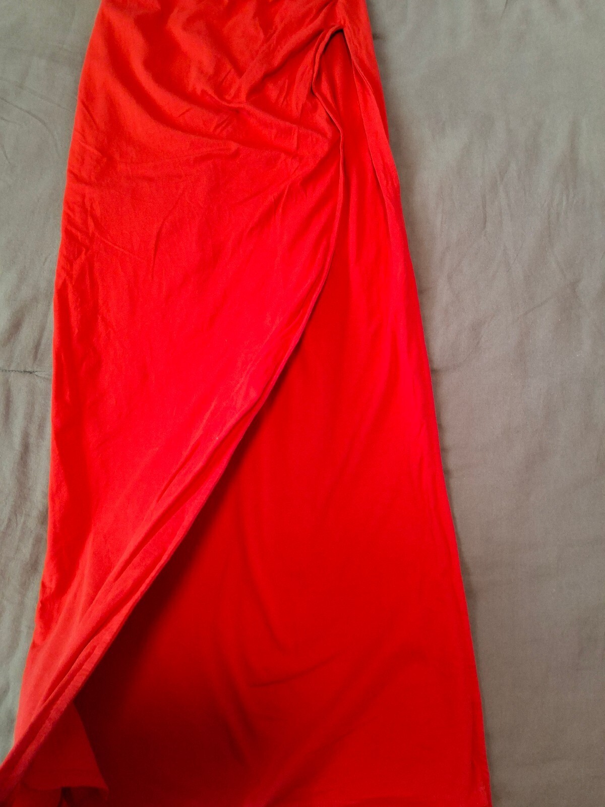 Superdown Red Mock Neck Ruched Slit Maxi Dress Revolve XS